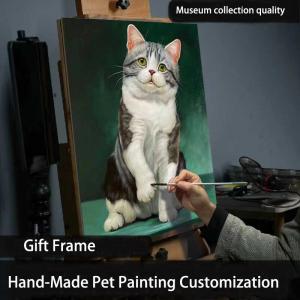 Hand made pet animal dog cat cow rabbit oil painting personal custom portrait dog group photo cat portrait photo customization private painting for pets