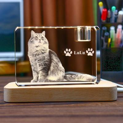 Personalized Photo Gifts 3D Engraved Crystal Keepsakes  Gifts Decorations Customized Collectibles Keepsakes Dog Cat Rabbit Cow Snake Pubby Kitten Personalized Photo Frames Gifts