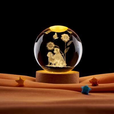 3D Crystal Dog Memorial Gift Laser Engraved Angel Dog Lost Sympathy Gift with Colored Light Base Dog Zombie Gift for Dog Lovers Pet Memorial Gift